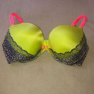 Victoria Secret Neon Green Lepoard Print Bra